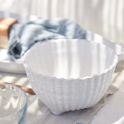 Bol Coquillage blanc avec pied – Grès fin artisanal du Portugal
