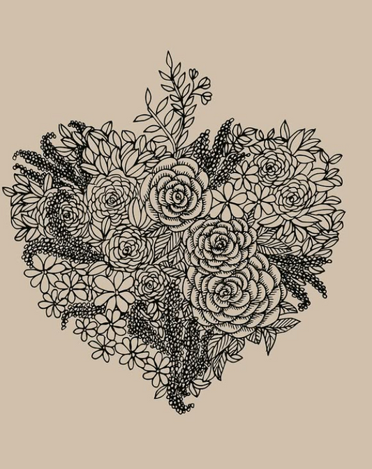 Affiche murale décorative - Illustration exclusive "Coeur floral"