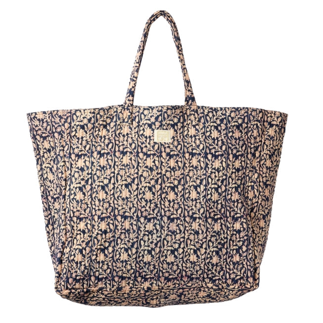 Grand sac shopper fleuri Goa Indigo