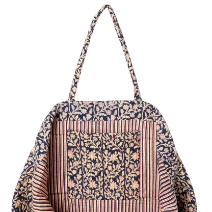 Grand sac shopper fleuri Goa Indigo