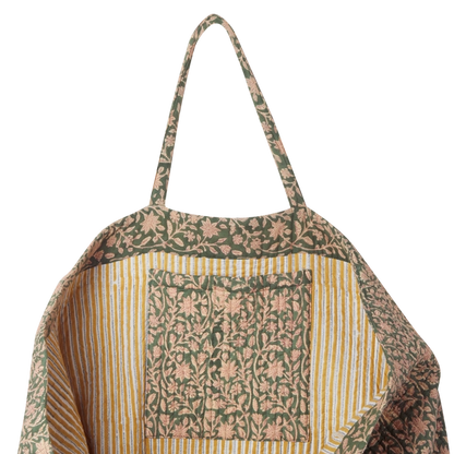 Grand sac shopper fleuri Kaki