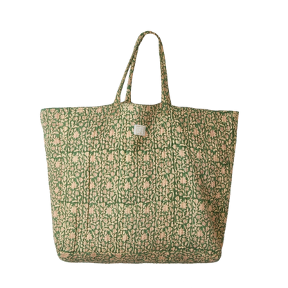 Grand sac shopper matelassé imprimé fleuri pour week end et voyage 