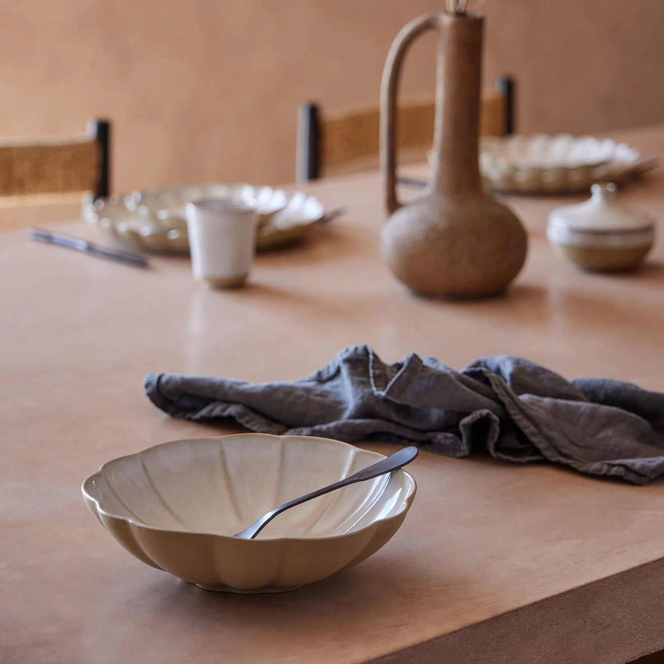 Coupelle ronde en grès fin Marrakesh - Sable Blanc