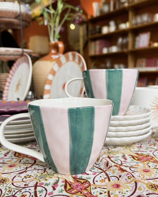 Mug Striped Purple Green