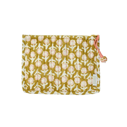 Petite pochette matelassée fleurie Isha Olive