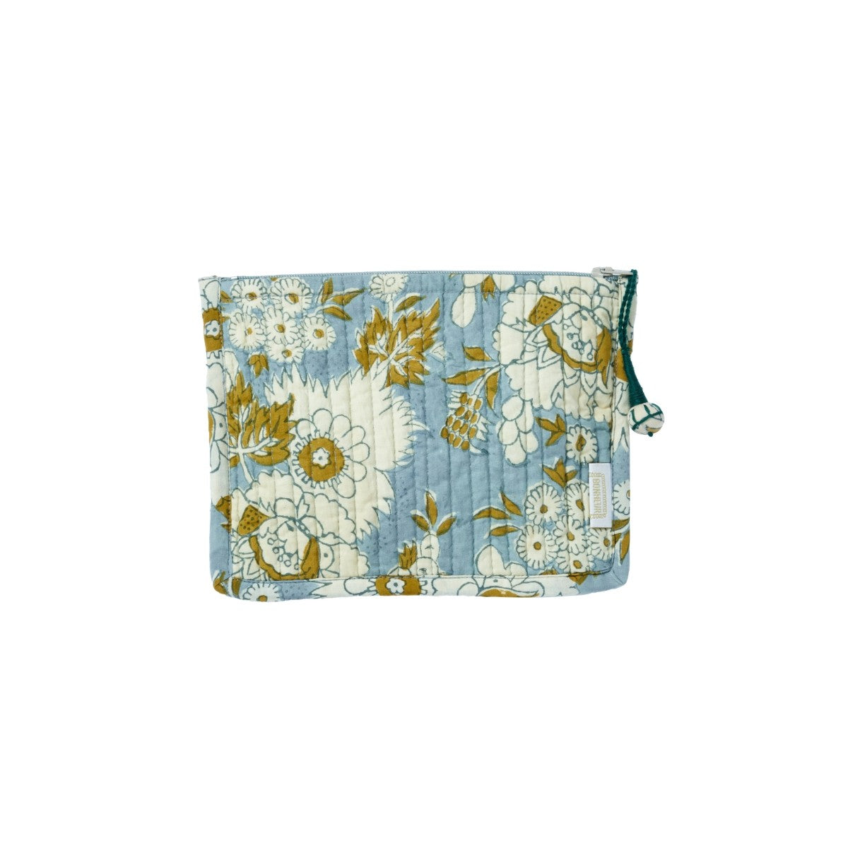 Petite pochette matelassée fleurie Vishnu bleu