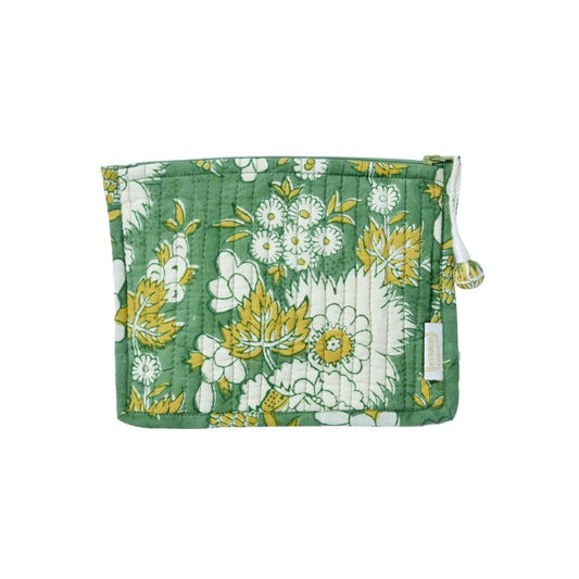 Petite pochette matelassée fleurie Vishnu green